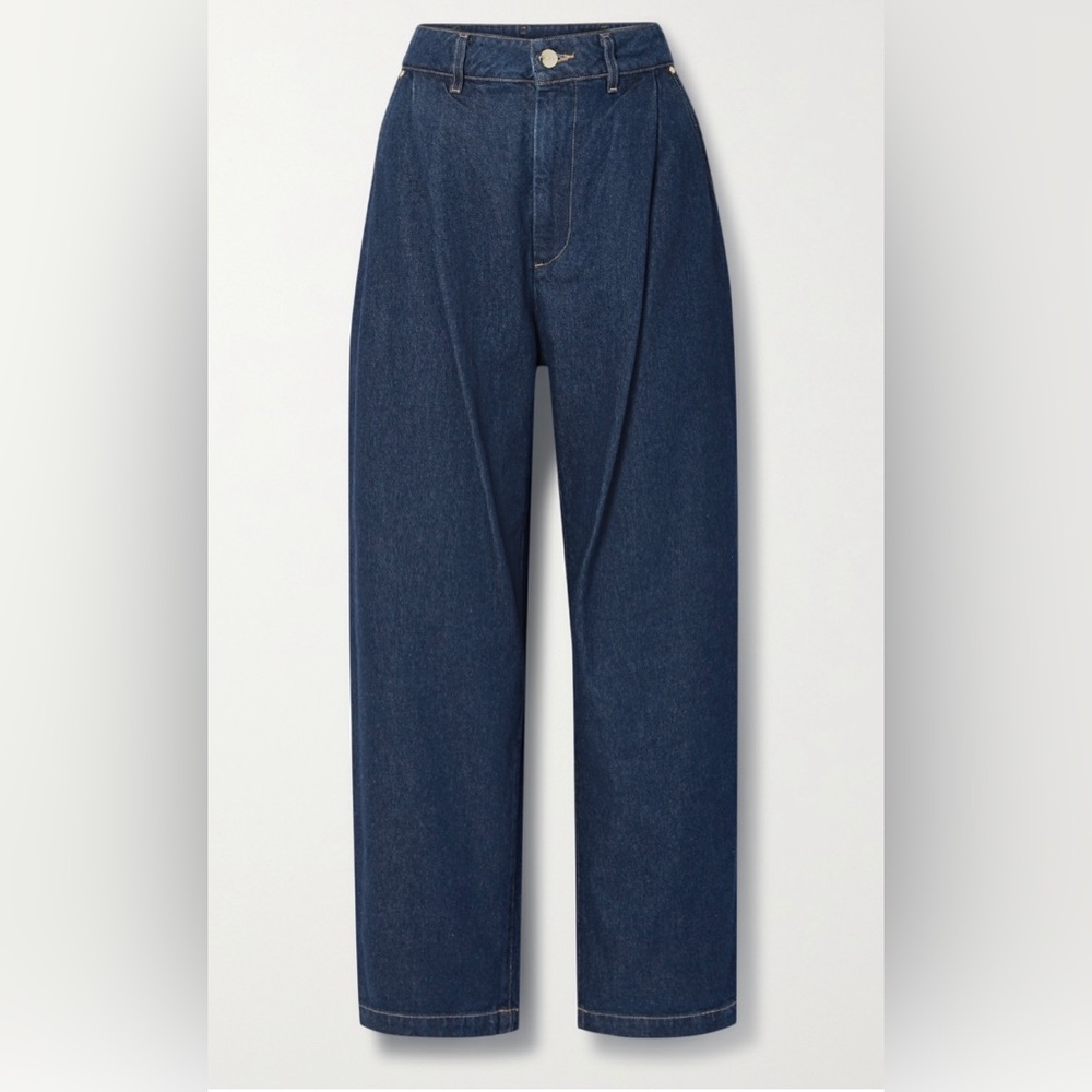 GOLDSIGN | Jarvis pleated high-rise tapered jeans - blue
